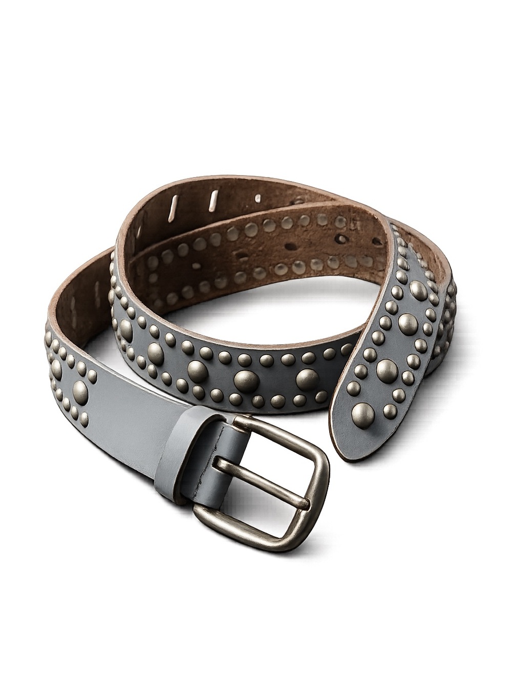 Free People Studded Gray Leather Belt M/L